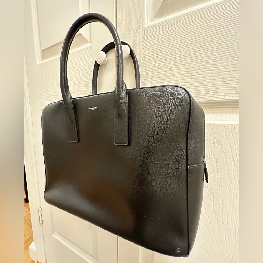 Saint Laurent black leather men’s briefcase. Wear with handle or cross body. - Picture 2 of 11